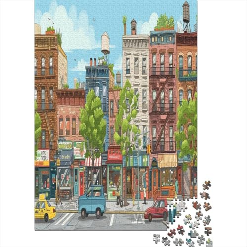 Roadside Buildings 1000 Piece Adult Puzzle Mini Puzzle Great Challenging Puzzle Difficult Mini Puzzle 1000 Pieces Home Decoration Craft 1000pcs (75x50cm) von XIAOZUUWEI