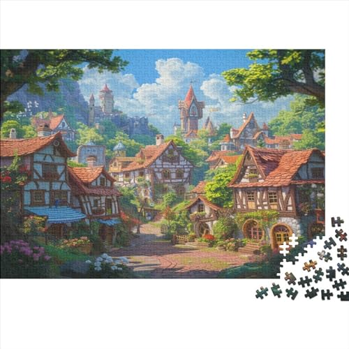 Small Town Jigsaw Puzzles for Adults Kids 1000 Pieces, Large Puzzle Family Game Adult Decompression Child Education Gift for DIY Intellective Educational Game, Gift 1000pcs (75x50cm) von XIAOZUUWEI