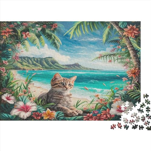 Strand Kitten Puzzle 300 Pieces Classic Puzzle Adult Puzzle DIY Kit Wooden Toy Unique Gift Modern Home Decor 300pcs (40x28cm) von XIAOZUUWEI