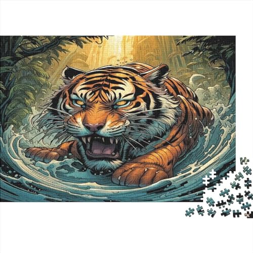 Tiger Jigsaw Puzzles for Adults Kids 300 Pieces, Large Puzzle Family Game Adult Decompression Child Education Gift for DIY Intellective Educational Game, Gift 300pcs (40x28cm) von XIAOZUUWEI