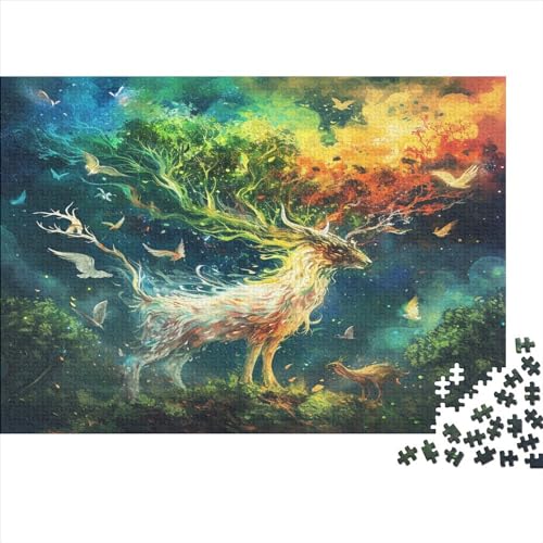 Wald Deer Puzzle 300 Pieces Classic Puzzle Adult Puzzle DIY Kit Wooden Toy Unique Gift Modern Home Decor 300pcs (40x28cm) von XIAOZUUWEI