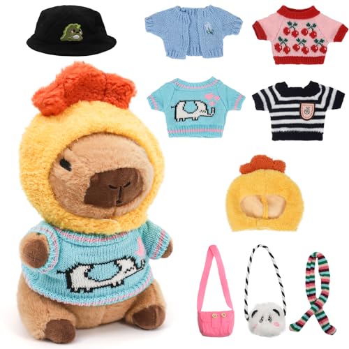 XIAPIA Capybara Plüschtier 25 cm, Cabybara Kuscheltier mit Kleidung Set, Wasserschwein Puppe Zubehör Outfits Süß Spielzeug, Geschenk für Mädchen Junge Kinder Geburtstag Weihnachten XIAPIA Capybara Plüschtier 25 cm, Cabybara Kuscheltier mit Kleidung Set, Wasserschwein Puppe Zubehör Outfits Süß Spielzeug, Geschenk für Mädchen Junge Kinder Geburtstag Weihnachten von XIAPIA