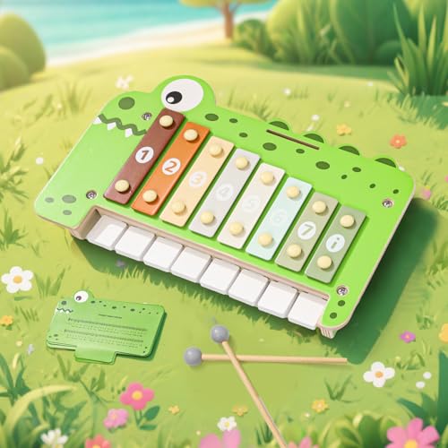 XIAPIA Holzspielzeug ab 1 Jahr, Baby Musikspielzeug Krokodil-Klavier, Kinder Schlagzeug Musikinstrumente Xylophon, Geschenk für Geburtstag Ostern Weihnachten Mädchen Junge (Krokodil) XIAPIA Holzspielzeug ab 1 Jahr, Baby Musikspielzeug Krokodil-Klavier, Kinder Schlagzeug Musikinstrumente Xylophon, Geschenk für Geburtstag Ostern Weihnachten Mädchen Junge (Krokodil) von XIAPIA