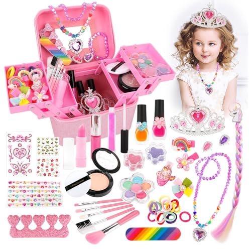 Prinzessin Schmuck Spielzeug Set Mädchen Make-up Kit Kinder Make-Up Set Kleine Mädchen Pretend Spielen Dress Up Zubehör von XIASABA