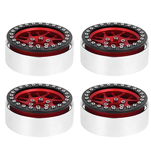 XIASABA 4PCS Metall Wheel Hub RC -Autozubehör für SCX10/D90/‑4 1/10 RC Crawler 2,2 Zoll geeignet (Helles schwarz+rot) von XIASABA