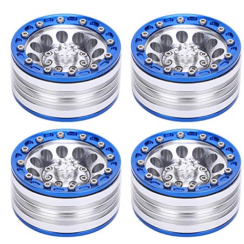 XIASABA 4PCS Universal Metal Wheel Wheel Hub RC -Autozubehör für 1/10 RC Crawler 1,9 Zoll geeignet (Blue+Silver) von XIASABA