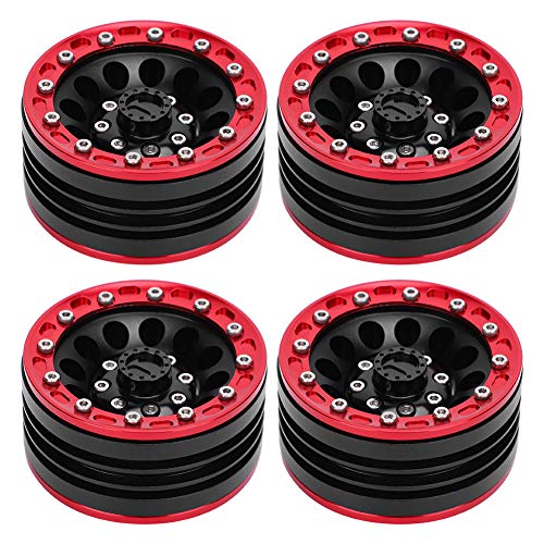 XIASABA 4PCS Universal Metal Wheel Wheel Hub RC -Autozubehör für 1/10 RC Crawler 1,9 Zoll geeignet (Red Black) von XIASABA