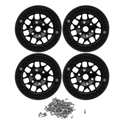 XIASABA 4pcs RC Crawler Felgen Universal Aluminiumlegierung 1,9in RC Beadlock Wheel Rims Scx10 SCX10 II Redcat Gen8 Aluminiumlegierung Wear Crawler Performance Verbesserung einfach (Schwarz) von XIASABA