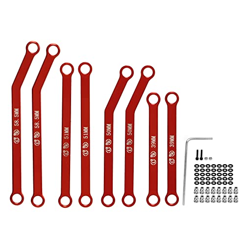 XIASABA Zugstangenbaugruppe aus Aluminiumlegierung, stabil für Axial SCX24 1/24, Upgrade-Teil für ferngesteuertes Auto (rot) von XIASABA