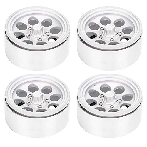 XIASABA Aluminiumlegierung Wheel Wheel Hub 4pcs 1,9 Zoll SCX10 II 4 D90 D110 RC -Auto Silber Schwarz für 1/10 Axialauto (Silber) von XIASABA