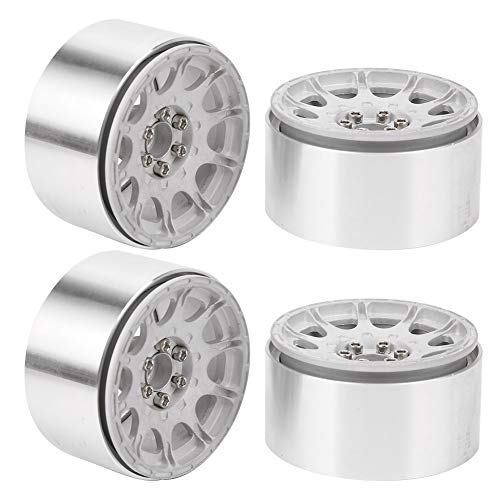 XIASABA Aluminiumlegierung Wheel Wheel Hub Set Neuartiges Aussehen ideal für 4 SCX10 90046 D90 6 RC Crawler Car (Silber) von XIASABA