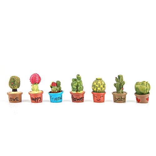 XIASABA Kaktus Blumentopf für Innenbereich, kleine Kaktus Miniatur Sukkulenten Pflanzentopf, Spielzeughaus dekorative Pflanzen 7 Stück von XIASABA