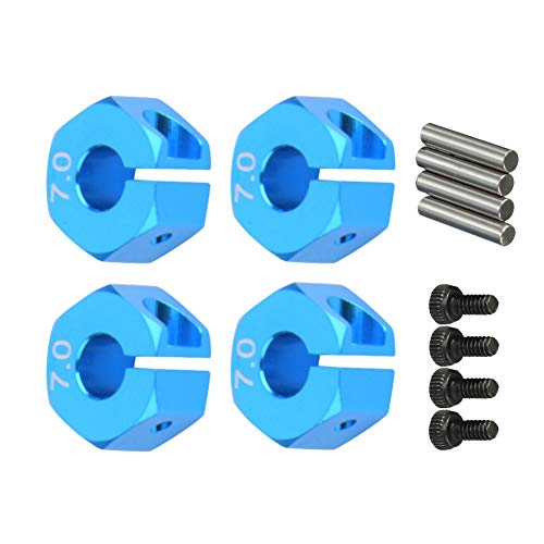 XIASABA Leichtes 12 mm 0,3 Zoll 3,0 × 2,0 × 1,0 4-teiliges Set 12 mm 7,0 Rad-Sechskantantriebsadapternabe Rc-Modellfahrzeugzubehör mit Stiften Schrauben Rc-Auto-Sechskantadapter von XIASABA