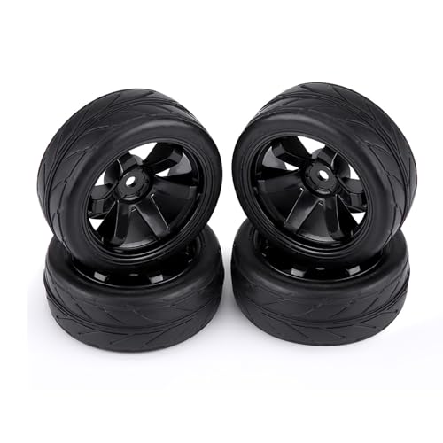 XIASABA RC-Autoreifen, 4-teiliges Set, Reifen, Gummireifen, Racing-Geländewagen-Radfelge für RC 1:10-Autoteil, Off-Road-RC-Reifen (Character tire Flower Black 5-Hole Outline) von XIASABA