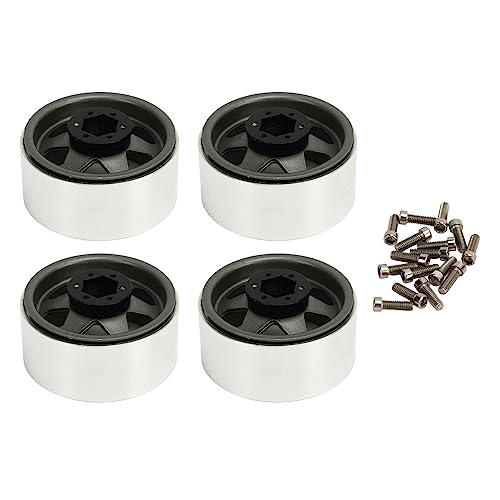 XIASABA RC Rad Rims 4PCS Beadlock Wheel Rand 8.9mm Offset Metal Deep Dish Hub Hub Rims für axiale SCX10 90046 1,9 Zoll RC -Auto (Grau) von XIASABA