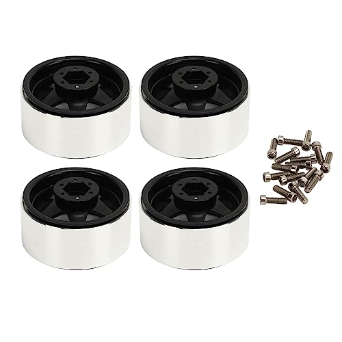 XIASABA RC Rad Rims 4PCS Beadlock Wheel Rand 8.9mm Offset Metal Deep Dish Hub Hub Rims für axiale SCX10 90046 1,9 Zoll RC -Auto (Schwarz) von XIASABA