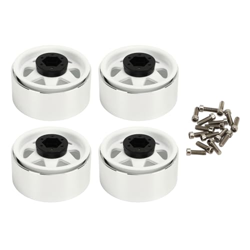 XIASABA RC Rad Rims 4PCS Beadlock Wheel Rand 8.9mm Offset Metal Deep Dish Hub Hub Rims für axiale SCX10 90046 1,9 Zoll RC -Auto (Weiß) von XIASABA