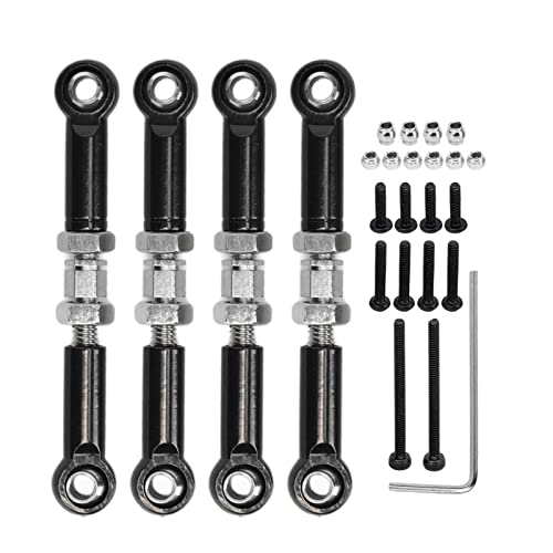 XIASABA RC Servo -Links Spurstange Set hohe Genauigkeit Aluminiumlegierung Eisenleuerstange 4pcs für FMS 1/24 FCX24 RC -Auto (Schwarz) von XIASABA