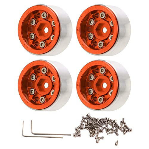 XIASABA RC Wheel Hub Aluminiumlegierung Wege Verschleiß Stabiler Kleiner RC -Perlen -Schlossrad -Axial SCX24 1/24 RC -Auto (Orange) von XIASABA