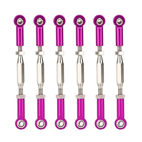 XIASABA RC-Zugstange, 6 Stück, verstellbare Servoglieder, Spurstange, 6 Stück, mm, verstellbare Aluminium-Servoglieder, Spurstangen-Set für RC-Autozubehör (Purple) von XIASABA