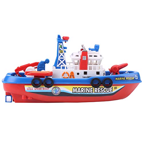 XIASABA Spielzeugboote Schiff 26,0 × 13,0 × 10,0 Feuerlöschboot Spielzeug Wassersprühschiff Modell mit Sound Blitzlicht Rc Boot Sound von XIASABA