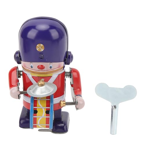 XIASABA Walking Drummer Soldier Aufziehspielzeug Aufziehspielzeug Figurine Decor 10. 0×7. 0×6. Weißblech Walking Drummer Soldier Aufziehspielzeug Trommeln Dekoratives Aufziehspielzeug Erwachsene von XIASABA