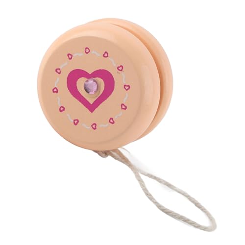 XIASABA Wooden Yoyo für Kinder Anfänger YoYo mit Schnur, niedliches Cartoon-Muster Anfänger Yoyo Ball Früher ziehung niedliches Cartoon-Muster Holz Früher ziehung für Kinder Herz (Pink Heart) von XIASABA