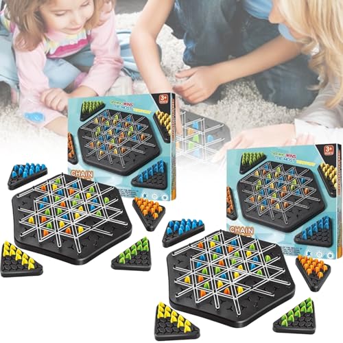 XIBHDN Chain Triangle Chess Game, Multiplayer Puzzle Travel Board Game, Rubber Band Board Game, Exciting Rubber Band Game for All Ages (2PCS) von XIBHDN