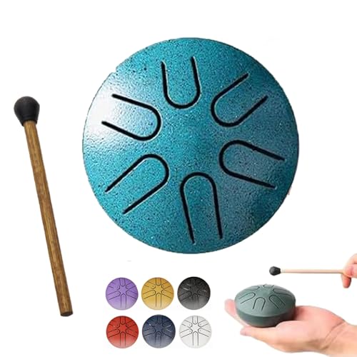 XIBHDN Rain Drum for Outside Garden, Mini Handpan Drum, Steel Tongue Drum Rain Chime Waterproof, Rain Chimes 3 Inch-6 NoteSuitable for Children (Blue) von XIBHDN