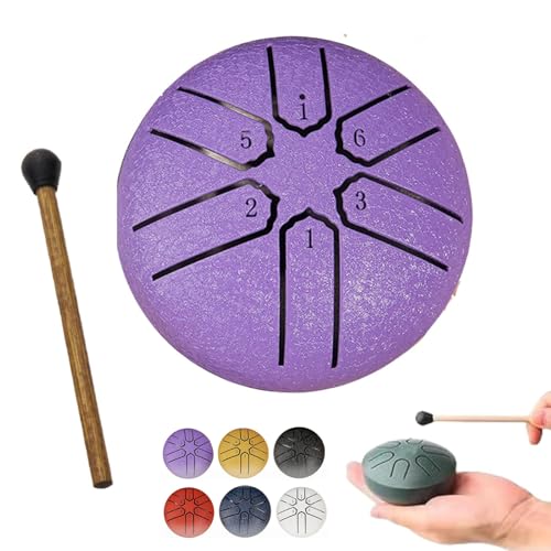 XIBHDN Rain Drum for Outside Garden, Mini Handpan Drum, Steel Tongue Drum Rain Chime Waterproof, Rain Chimes 3 Inch-6 NoteSuitable for Children (Purple) von XIBHDN