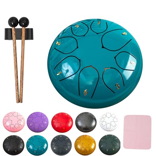 XIBHDN Rain Drum for Outside Garden, Steel Tongue Drum Rain Chime Waterproof, Mini Handpan Drum, Rain Chimes 6 Inch-8 NoteSuitable for Children and Entry-Level Enthusiasts (Blue) von XIBHDN