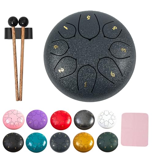XIBHDN Rain Drum for Outside Garden, Steel Tongue Drum Rain Chime Waterproof, Mini Handpan Drum, Rain Chimes 6 Inch-8 NoteSuitable for Children and Entry-Level Enthusiasts (Cyan) von XIBHDN