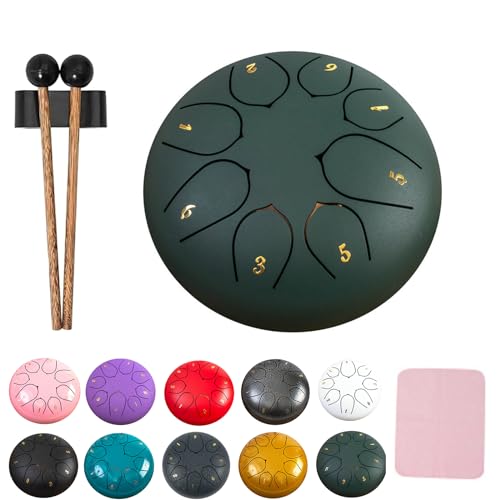 XIBHDN Rain Drum for Outside Garden, Steel Tongue Drum Rain Chime Waterproof, Mini Handpan Drum, Rain Chimes 6 Inch-8 NoteSuitable for Children and Entry-Level Enthusiasts (Green) von XIBHDN