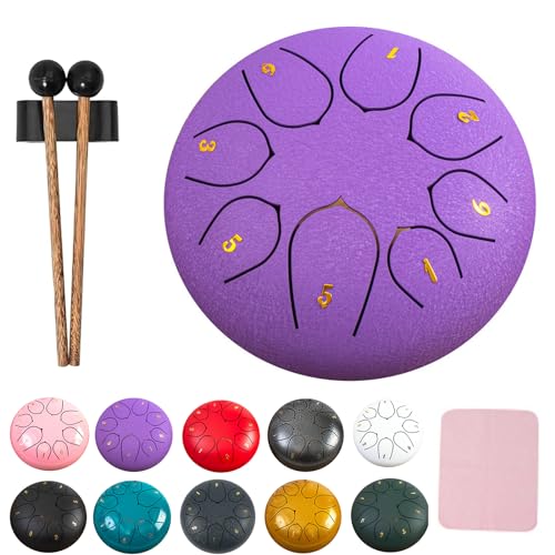 XIBHDN Rain Drum for Outside Garden, Steel Tongue Drum Rain Chime Waterproof, Mini Handpan Drum, Rain Chimes 6 Inch-8 NoteSuitable for Children and Entry-Level Enthusiasts (Purple) von XIBHDN