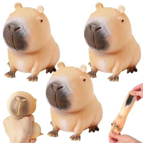 XIEXIESHER 3 Pcs Anti Stress Spielzeug Stressball Capybara Kuscheltier Stressball Capybara Erwachsene Antistressball Anti Stress Bälle Squeeze Toy Ball Squeeze Spielzeug Für Erwachsene Und Kinder von XIEXIESHER