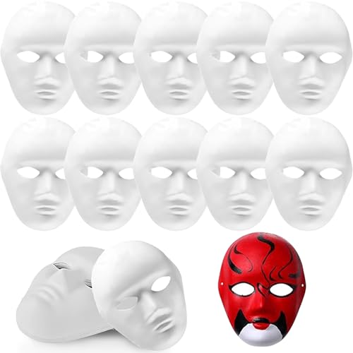 XIEXIESHER 5/10 Stück Katzenmasken zum Bemalen, DIY Weiße Maske, Fuchsmaske, Therian Mask, Theathermaske zum Bemalen Unbemalt Masken für Kinder Erwachsene Karneval,Weihnachten Fasching, Party Cosplay von XIEXIESHER