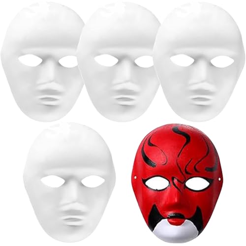 XIEXIESHER 5/10 Stück Katzenmasken zum Bemalen, DIY Weiße Maske, Fuchsmaske, Therian Mask, Theathermaske zum Bemalen Unbemalt Masken für Kinder Erwachsene Karneval,Weihnachten Fasching, Party Cosplay von XIEXIESHER