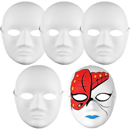 XIEXIESHER 5/10 Stück Katzenmasken zum Bemalen, DIY Weiße Maske, Fuchsmaske, Therian Mask, Theathermaske zum Bemalen Unbemalt Masken für Kinder Erwachsene Karneval,Weihnachten Fasching, Party Cosplay von XIEXIESHER