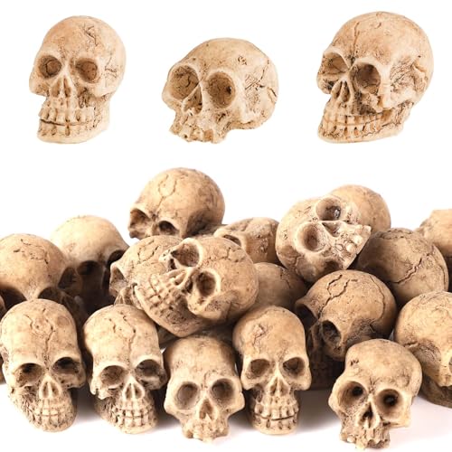 20stk Mini-Skelettköpfe, Miniatur-Totenkopfköpfe aus Hochwertigem Kunstharz Mini-Totenköpfe zum Basteln Lustiges Streichspielzeug Geeignet Halloween-Partys Rollenspiele Dekorationszubehör von XIHIRCD