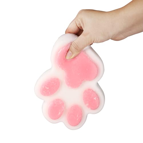 Quetschspielzeug für Große Katzenpfoten, 12,7 cm Jelly Kitty Paw Squishy weich Quetschspielzeug für Katzenpfoten Süßes Rosa und Weiß Zappelspielzeug Squishy zum Entspannen zu Hause im Büro von XIHIRCD