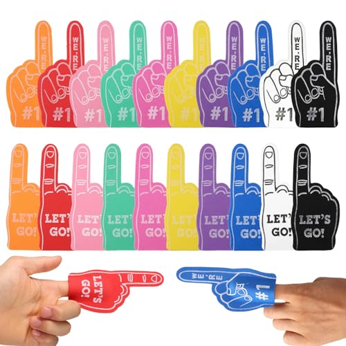 XIHIRCD 20 Stück Mini Schaumstoff Finger, Mehrfarbiger Schaumfinger # 1 Inspirierender Schaumfinger für Sportfans, Foto-Requisiten für Atmosphäre einer Sportparty, Basketball, Baseball, Fußballteam von XIHIRCD