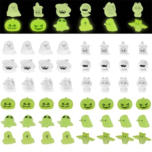 48stk Leuchtende Halloween-Minigeister aus Kunstharz, Winzige im Dunkeln Leuchtende Geister/Fledermäuse/Kürbisse Kleine Halloween-Geisterdekoration Miniaturgeister für Partys Puppenhäuser 48stk Leuchtende Halloween-Minigeister aus Kunstharz, Winzige im Dunkeln Leuchtende Geister/Fledermäuse/Kürbisse Kleine Halloween-Geisterdekoration Miniaturgeister für Partys Puppenhäuser von XIHIRCD