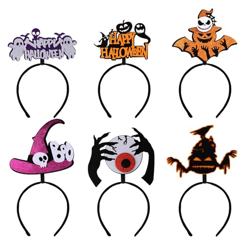 XIHIRCD 6stk Halloween Stirnband, Fledermaus Geister Hexenhut Augapfel Horror Halloween Haarband Set für Halloween-Kopfbedeckungen Requisiten Cosplay-Zubehör Partyzubehör von XIHIRCD