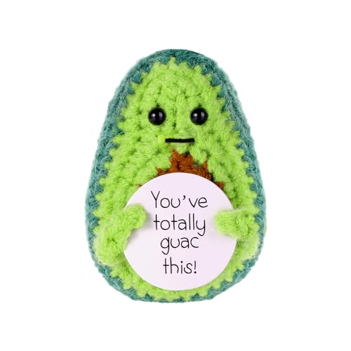 XIHIRCD Lustige Positive Avocado, Süße Gehäkelte Avocado Puppe Kreativ Gestrickte Kartoffeln Gestrickte Avocado für Festival Party Dekoration, Ermutigungsgeschenk von XIHIRCD