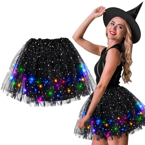 Tüllrock Damen LED,Tütü Kostüm-Unterteile für Erwachsene Kostüm-Unterteile für Erwachsene Teenager Minirock Mit LED Lichter Prinzessin Tütü Kleid Ballett Rock,Karneval Kostüm Tüllrock Bequem von XIHUAN