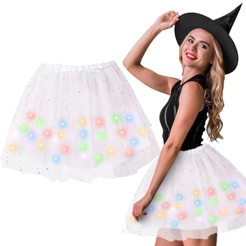 Tüllrock Damen LED,Tütü Kostüm-Unterteile für Erwachsene Kostüm-Unterteile für Erwachsene Teenager Minirock Mit LED Lichter Prinzessin Tütü Kleid Ballett Rock,Karneval Kostüm Tüllrock Bequem von XIHUAN