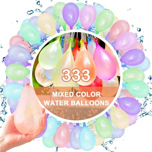 Wasserballons,333 Stück Wasserbomben Selbstschließend Bunt Water Balloons Sekunden Schnellfüller Wasserbomben Set für Wasserspielzeug Pool Spielzeug Strandspielzeug Kinder Sommer Party von XIHUAN