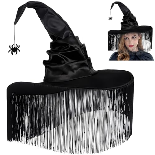 XIMEY Hexenhut, Halloween Hexen Deko, Zauberer Hut, Hexenhut Damen, Halloween Zauberer Hut, Hexenhut Schwarz, Hexenhut Erwachsene, Karnevalshut, Halloween Kostüm Hexenhut, Hexenhut Erwachsene von XIMEY