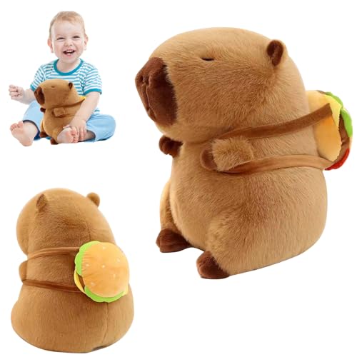 XIMKONTER Capybara Kuscheltier, Capybara Plüschtier mit Schildkrötenrucksack Spielzeug Stofftier Plushie Stofftier Geschenk für Kinder Jungen Mädchen(25cm) von XIMKONTER