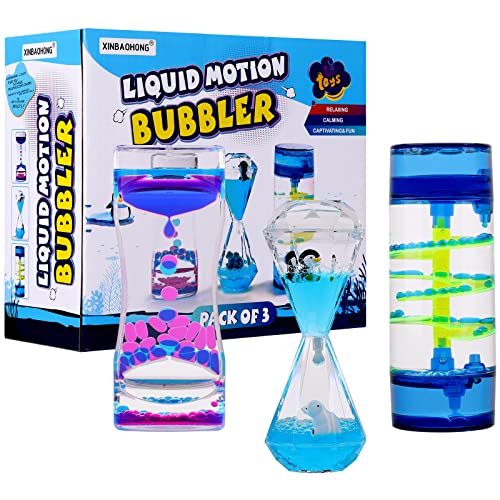 XINBAOHONG Tropfen Sanduhr Flüssig Bewegung Blasen 3 Stück Liquid Motion Bubble Timer Sanduhr Dekompressionsölleck Schreibtisch Spielzeug Geschenk for Kinder und Erwachsene von XINBAOHONG